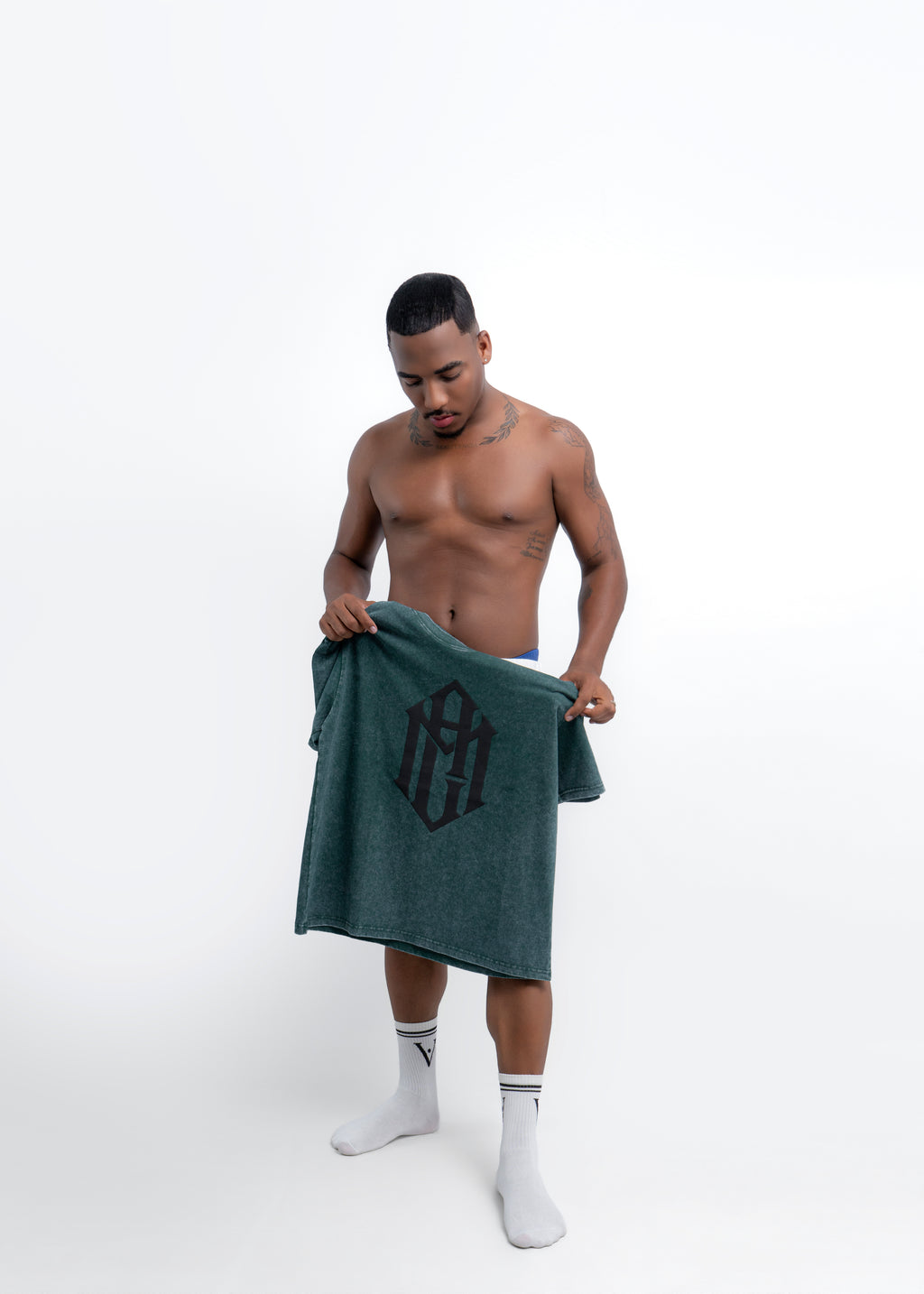 Oversized Acid Wash Tee – Forest Green