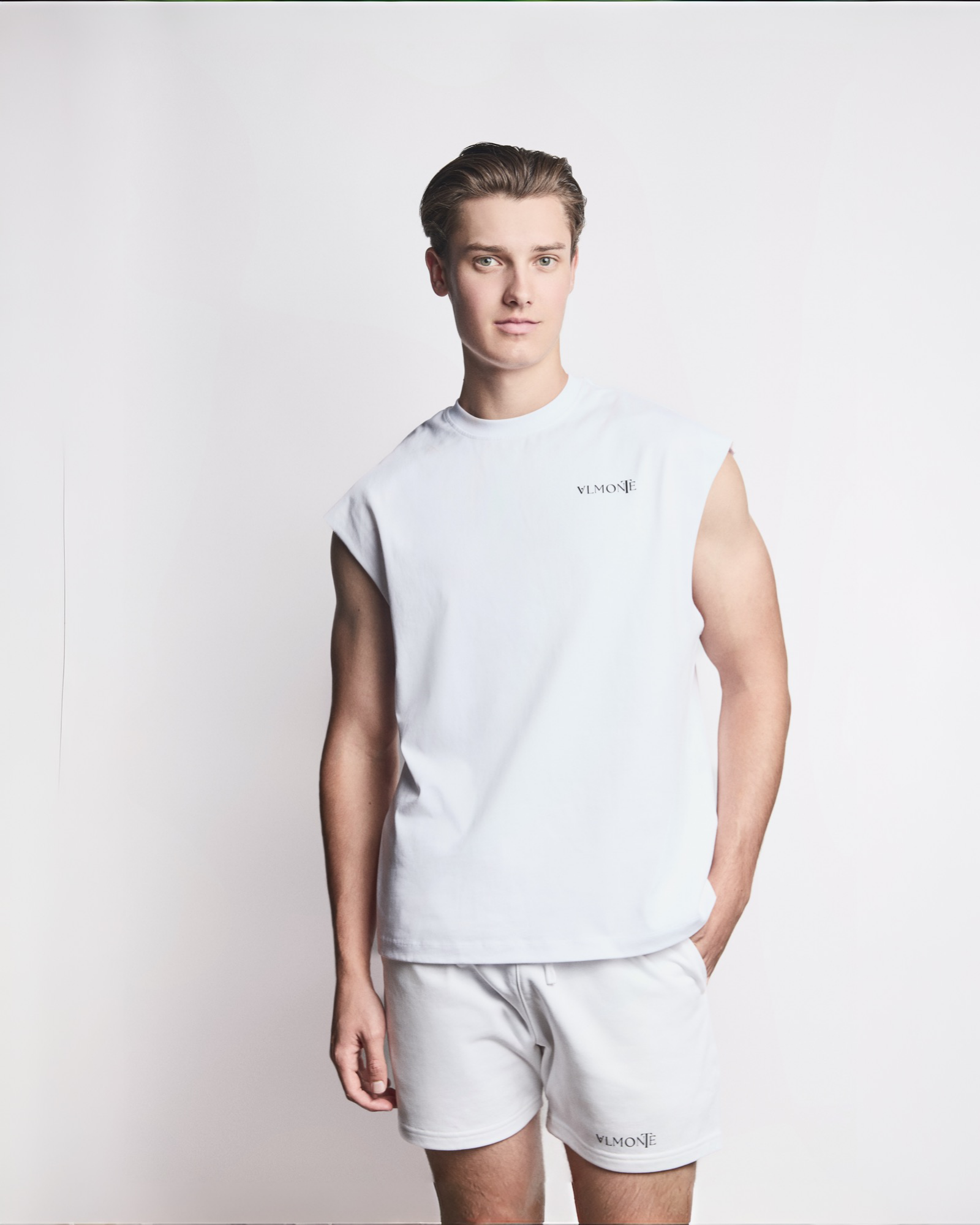 Men Essential Sleeveless Tee – White